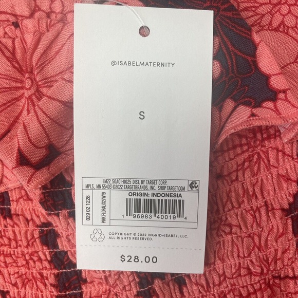 Isabel Maternity Shirt Womens Small Salmon Floral Off Shoulder Lightweight NEW - Picture 3 of 8